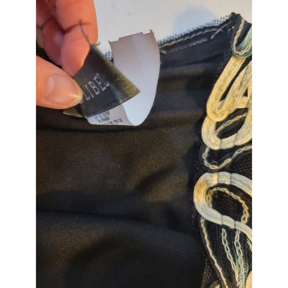 Jolibel Black Floral Applique V-Neck net Overlay Dress Women's Size 10 - Picture 10 of 12